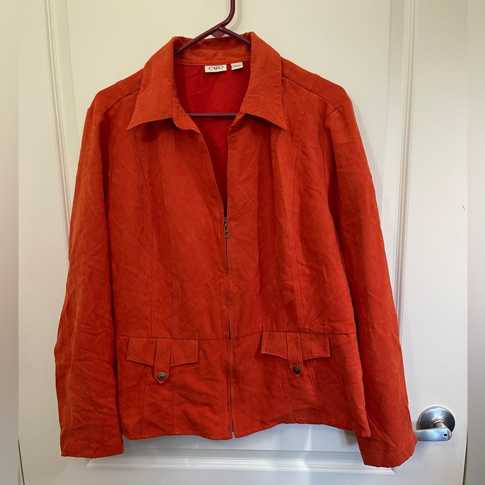 Cato Women's Burnt Orange Jacket XL Front Zip Long Sleeve sku181